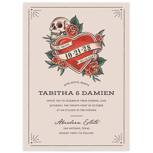 Til Death Tattoos Wedding Invitations - Linen