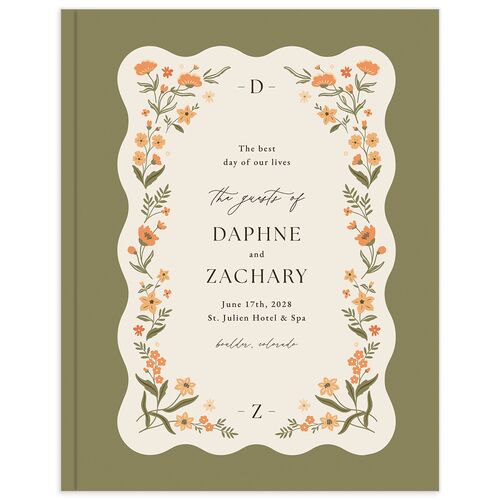 Flora Garden Border Guest Books - Olive