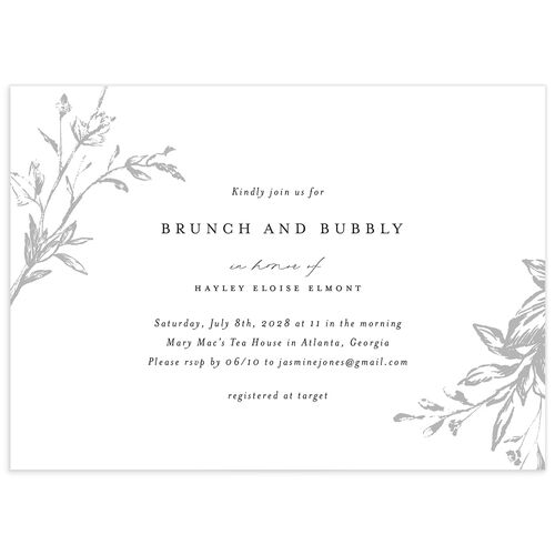 Shining Leaves Bridal Shower Invitations - Pure White