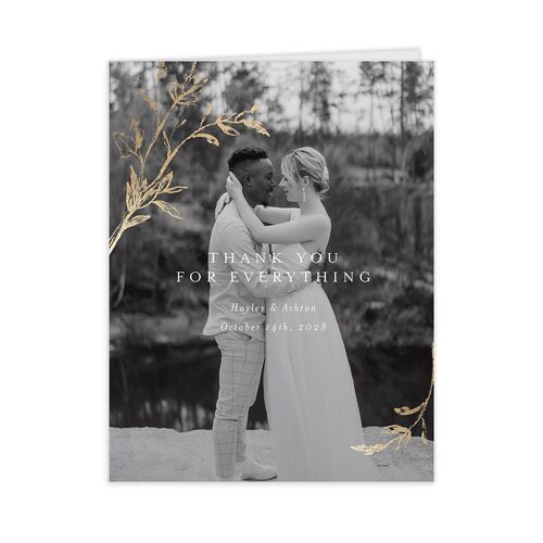 Shining Leaves Thank You Cards - Pure White