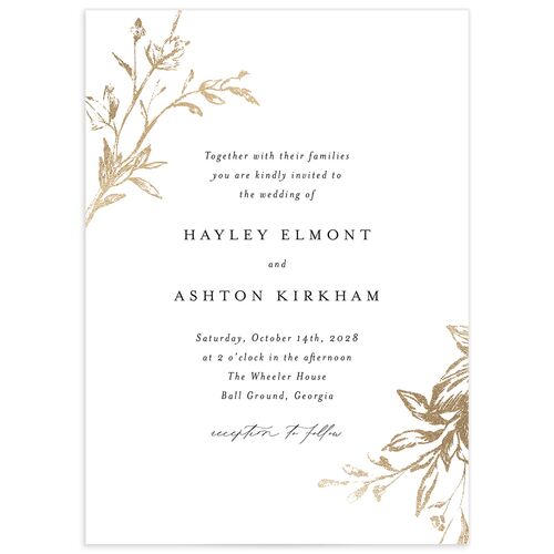 Shining Leaves Wedding Invitations - Pure White