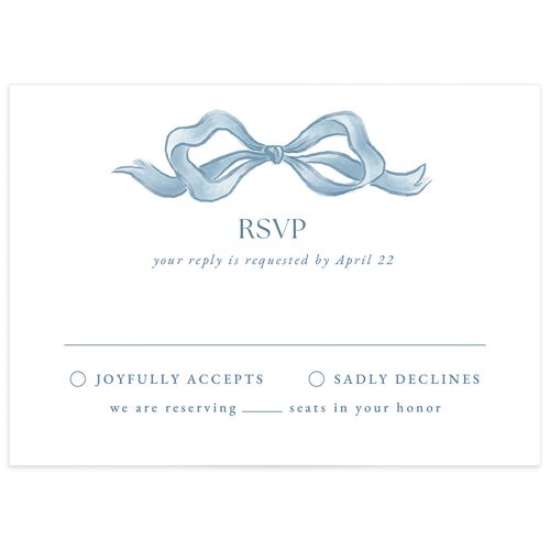 Vintage Bow Wedding Response Cards - Regency Blue