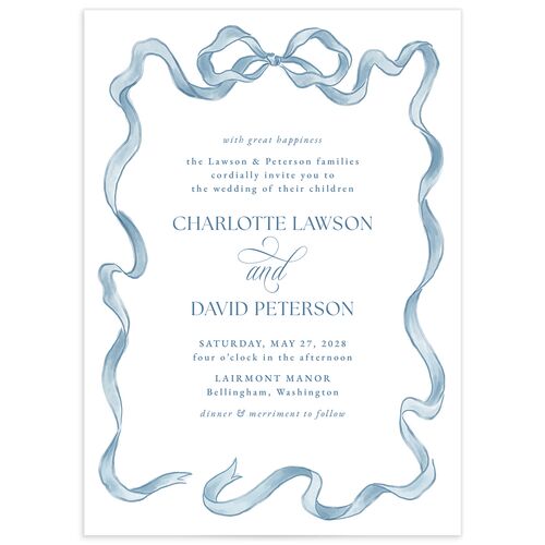 Vintage Bow Wedding Invitations - Regency Blue