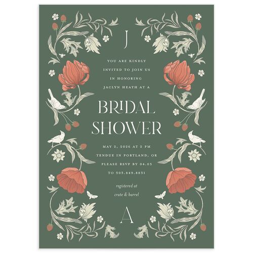 Crafted Garden Bridal Shower Invitations - Deep Olive