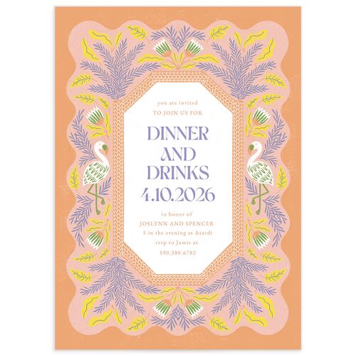 Tropical Glamour Rehearsal Dinner Invitations - Apricot