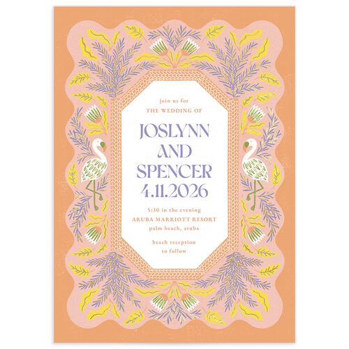 Tropical Glamour Wedding Invitations - Apricot