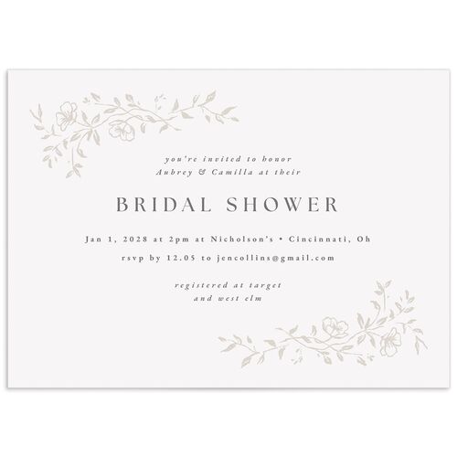 Gilded Branches Bridal Shower Invitations - Off-White