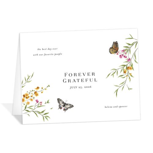 Rustic Butterflies Thank You Cards - Pure White