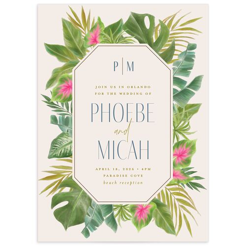 Tropical Frame Wedding Invitations - Regency Blue