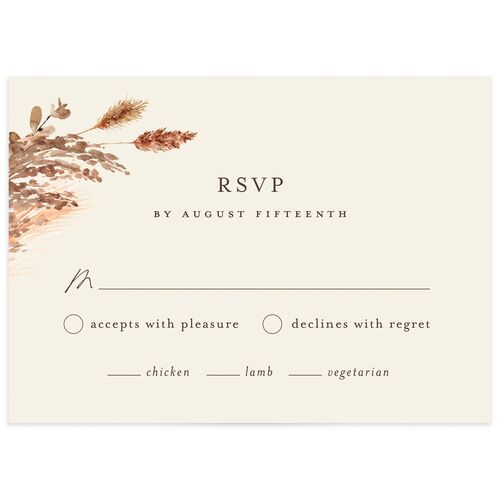 Soft Pampas Wedding Response Cards - Sepia