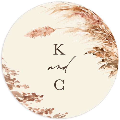 Soft Pampas Wedding Stickers - Sepia