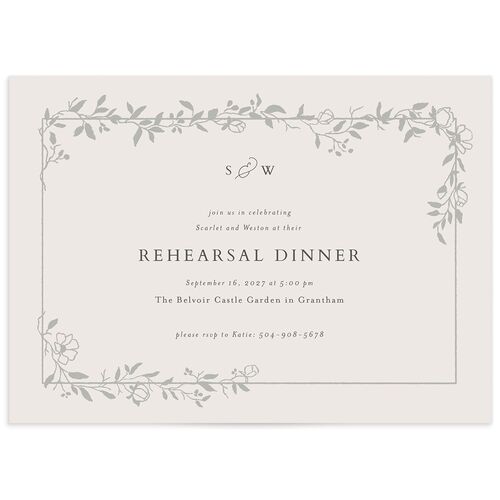 Delicate Vines Rehearsal Dinner Invitations - Hunter Green