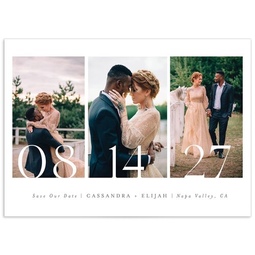 Triptych Date Save the Date Cards - Pure White
