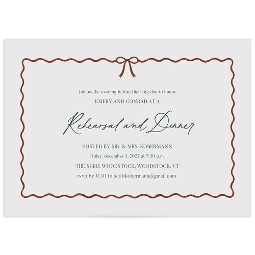 Festive Garland Rehearsal Dinner Invitations - Hunter Green