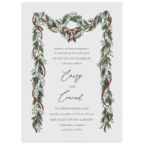 Festive Garland Wedding Invitations - Hunter Green