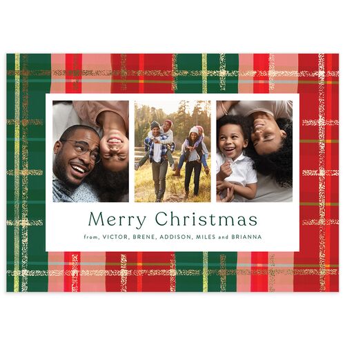 Sparkling Plaid Holiday Cards - Dark Green