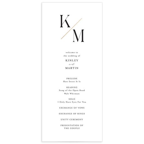 Monogram Slant Foil Wedding Programs - Licorice
