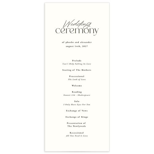 Striking Portrait Wedding Programs - Pure White