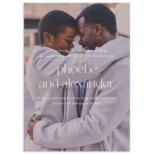 Striking Portrait Wedding Invitations - Pure White
