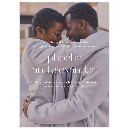 Striking Portrait Wedding Invitations - Pure White