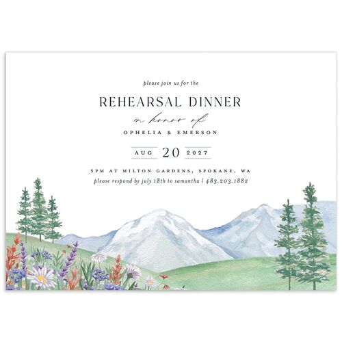 Mountain Wildflowers Rehearsal Dinner Invitations - Dusty Blue