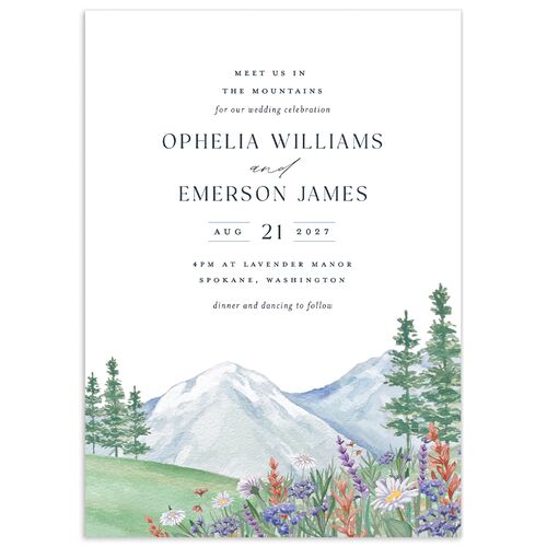 Mountain Wildflowers Wedding Invitations - Dusty Blue