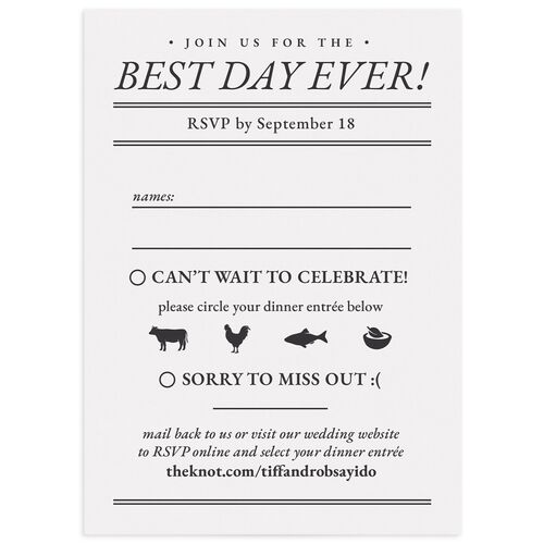 Newspaper Wedding Response Cards - Pure White