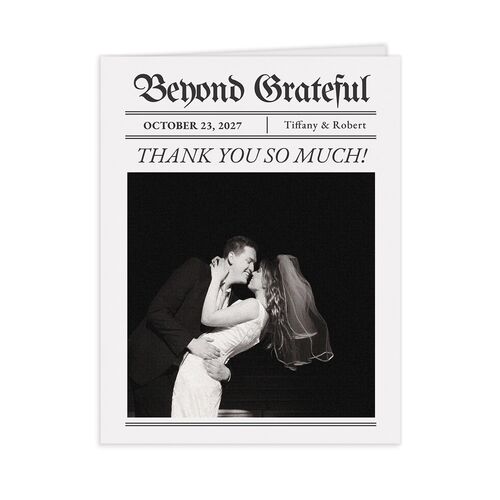 Newspaper Thank You Cards - Pure White