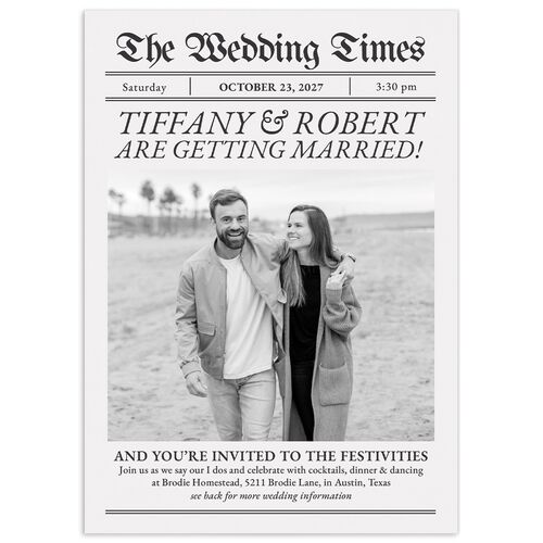 Newspaper Wedding Invitations - Pure White