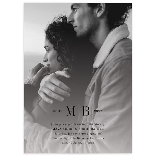 Monogram Portrait Wedding Invitations - Midnight