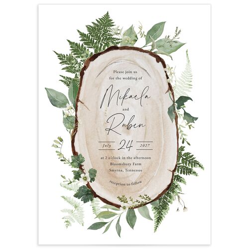 Fairytale Woodgrain Slab Wedding Invitations - Pure White
