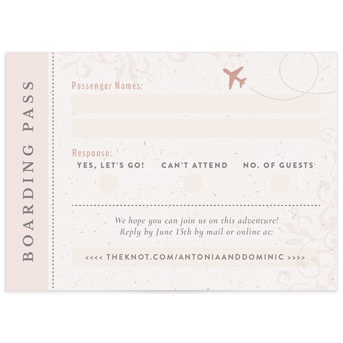 Timeless Passport Wedding Response Cards - Shell Pink