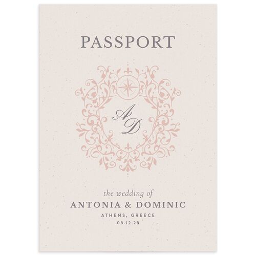 Timeless Passport Wedding Invitations - Shell Pink