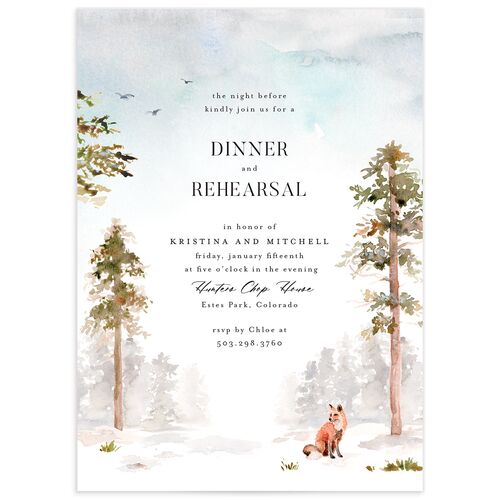 Winter Forest Rehearsal Dinner Invitations - Pure White