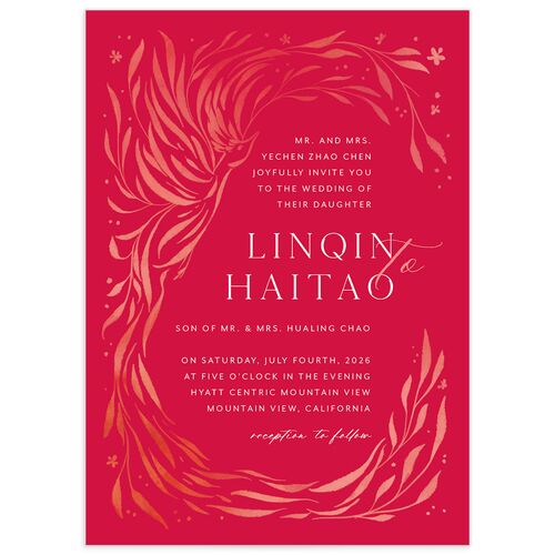 Romantic Phoenix Wedding Invitations - Crimson