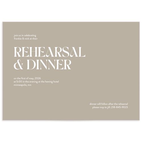 Checked Rehearsal Dinner Invitations - Taupe