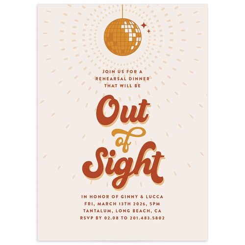 Disco Love Rehearsal Dinner Invitations - Red Clay