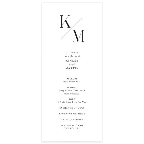 Monogram Slant Wedding Programs - Licorice