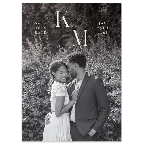 Monogram Slant Save the Date Cards - Licorice