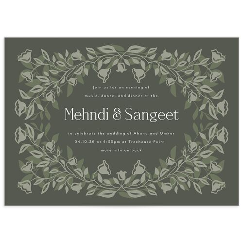 Rustic Nouveau Bridal Shower Invitations - Hunter Green