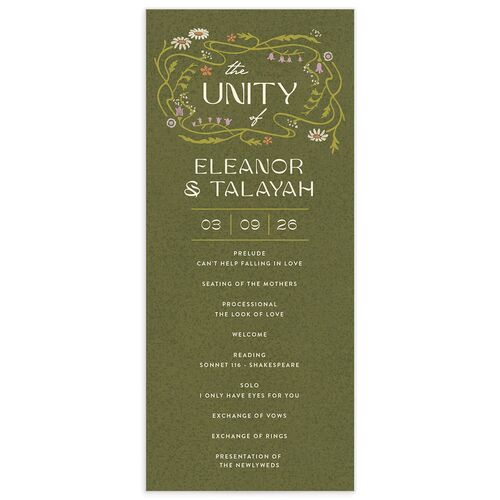 Wildflower Nouveau Wedding Programs - Dark Camo