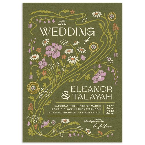 Wildflower Nouveau Wedding Invitations - Dark Camo