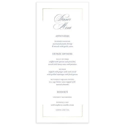 Gilded Wreath Menus - Dusty Blue