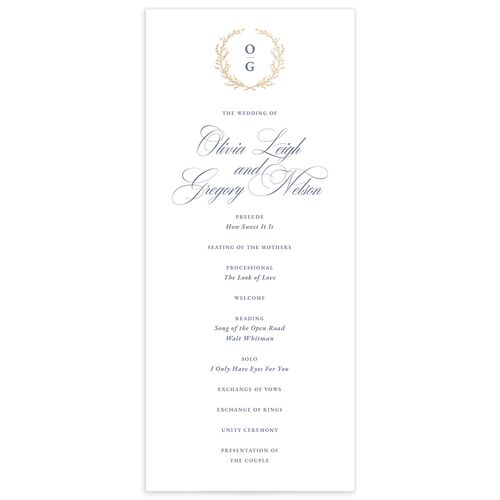 Gilded Wreath Wedding Programs - Dusty Blue