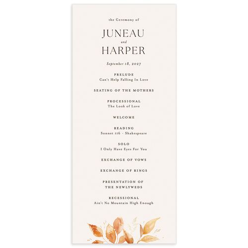 Autumn Frame Wedding Programs - Raw Sienna