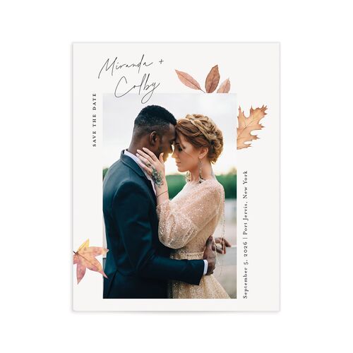 Falling Leaves Save the Date Petite Cards - Chestnut