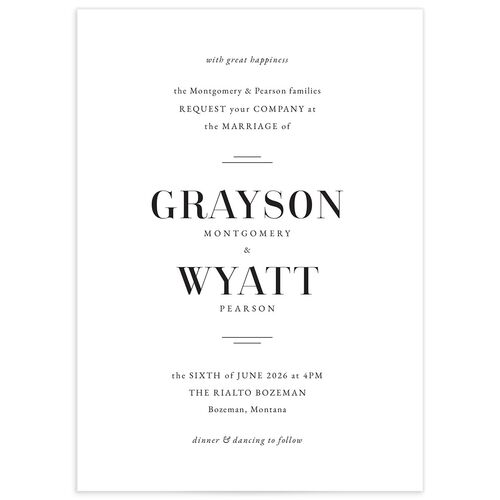 Country Club Wedding Invitations - Pure White