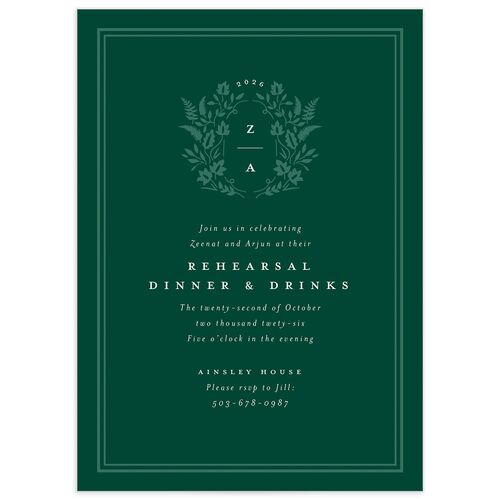 Rustic Kingdom Rehearsal Dinner Invitations - Dark Green