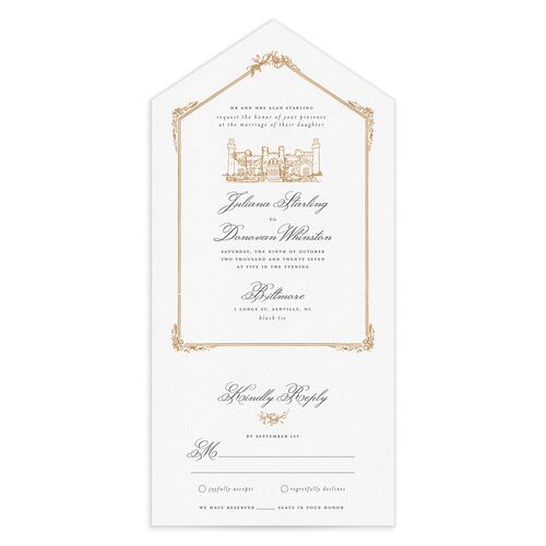 Medieval Castle All-in-One Wedding Invitations - Almond