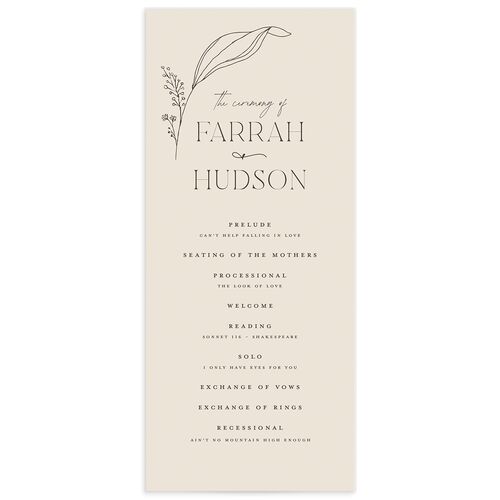 Accent Leaf Wedding Programs - Linen